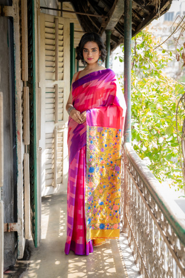 Pink Bishnupuri Ikkat  - BBS157 